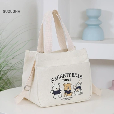 Túi Tote Vải Gấu Hoạt Hình Dễ Thương, Dây Đeo Vai Điều Chỉnh, Túi Bento Ăn Trưa, Giá Ưu Đãi 132.840₫