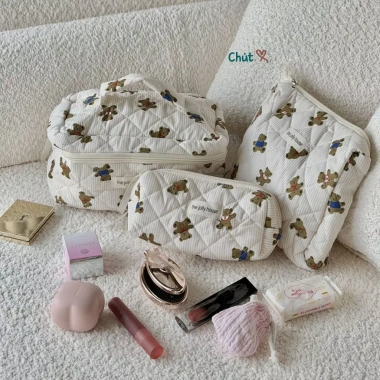 Túi trần bông du lịch, đựng đồ makeup, phụ kiện, hộp bút kính - Giá 79.900đ