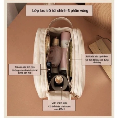 Túi Trang Điểm 8L Đai Đeo Chéo - 2 Khóa Kéo, Xách Tay Du Lịch, Giá 46.856 VND 8