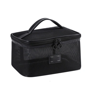 Túi trang điểm cầm tay ARTI Mesh - Lưới trong suốt vuông, nhẹ, dung tích lớn, dây kéo, di động 55.404₫