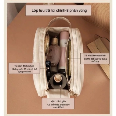 Túi trang điểm khóa kéo đôi ba tầng dung lượng cao, vệ sinh cá nhân - 102.360 VND