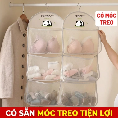 Túi treo đồ lót đa năng, lưới thoáng khí, treo tường hoặc tủ quần áo tiện lợi