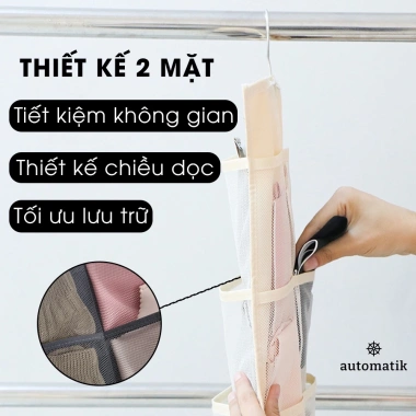 Túi Treo Đồ Lót Tất Vớ 2 Mặt Nhiều Ngăn Treo Tường và Tủ Automatik Giá 33.000₫ 3