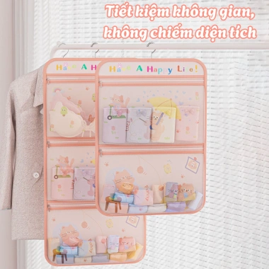 Túi treo đồ lót, tất vớ, móc HPS, khóa kéo hình mèo dễ thương - Tiết kiệm không gian 5