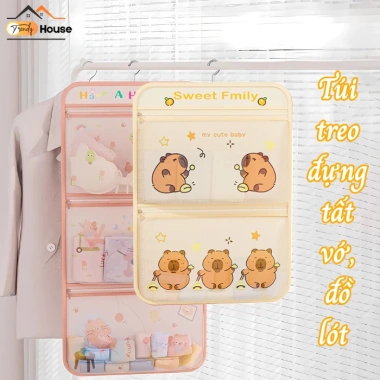 Túi Treo Đồ Lót & Tất Vớ Pami - Móc & Khóa Kéo Hình Mèo Dễ Thương, Tiết Kiệm Không Gian, Giá 65.000 VND