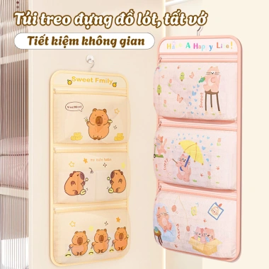 Túi Treo Đồ Lót & Tất Vớ Pami - Móc & Khóa Kéo Hình Mèo Dễ Thương, Tiết Kiệm Không Gian, Giá 65.000 VND