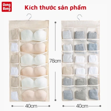 Túi treo tủ đựng đồ lót màu ghi - khay lưới 2 mặt 30 ngăn, sắp xếp tiện lợi, giá 49.000₫ 5