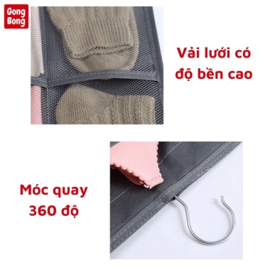 Túi treo tủ đựng đồ lót màu ghi - khay lưới 2 mặt 30 ngăn, sắp xếp tiện lợi, giá 49.000₫ 8