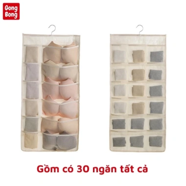 Túi treo tủ đựng đồ lót màu ghi - khay lưới 2 mặt 30 ngăn, sắp xếp tiện lợi, giá 49.000₫ 9