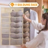 Túi treo tủ đựng đồ lót, tất vớ màu ghi - khay lưới 30 ngăn tiện ích, giảm giá 35k