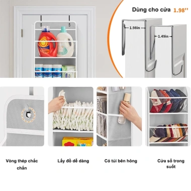 Túi treo tường kèm 2 móc kim loại không gỉ - Lưu trữ cá nhân tiện lợi, 69.000₫ 2