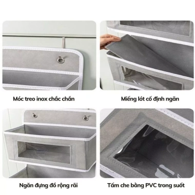 Túi treo tường kèm 2 móc kim loại không gỉ - Lưu trữ cá nhân tiện lợi, 69.000₫ 3