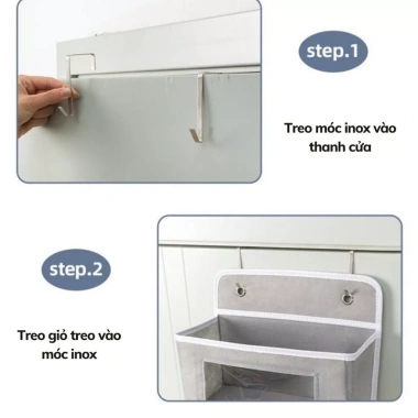 Túi treo tường kích thước lớn kèm 2 móc kim loại không gỉ - Lưu trữ cá nhân tiện lợi, 69.000₫ 6