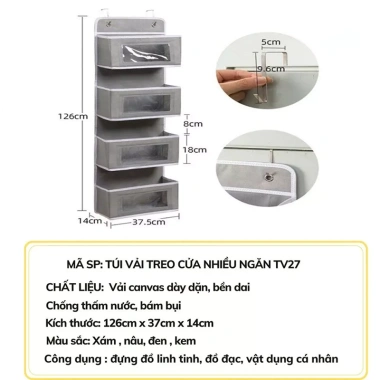 Túi treo vải 4 lớp - Túi treo tường tiện dụng cho ký túc xá, giảm còn 79.000₫ 4