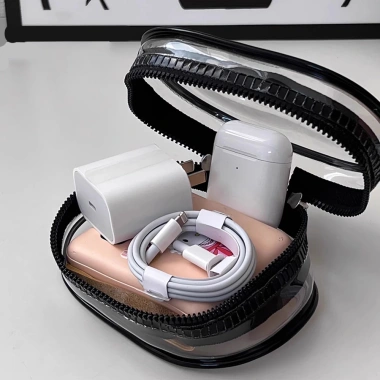 Túi tròn trong suốt đựng dây cáp sạc du lịch nhẹ, nhỏ gọn, giá chỉ 24.900₫