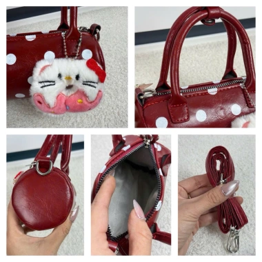 Túi trống mini da bóng chấm bi đeo chéo, tặng Charm treo – chỉ 75.000₫ 2