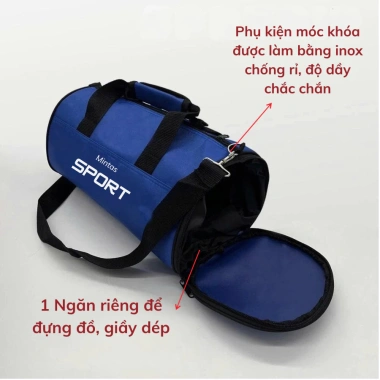 Túi Trống Thể Thao Đa Năng Vải Trượt Nước 36x18x18cm - Ngăn Giày, Giá 69.900đ