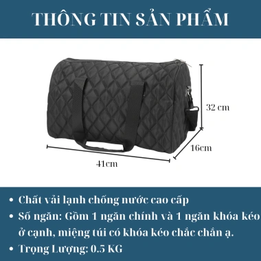 Túi Trống Thể Thao Đeo Chéo LAMODA TT001 - Vải Lạnh Chống Nước Đen, Du Lịch & Gym, 182k