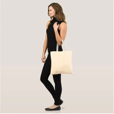 Túi vải bố canvas trơn màu kem không khóa kéo - Giá sỉ 21.850 VND, gốc 27.968 VND 3