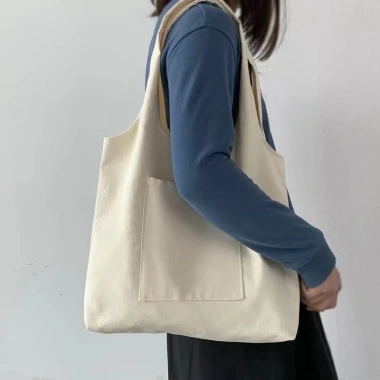Túi vải canvas bánh bèo màu be và đen - Đựng gạo, đồ cá nhân, đi học, giá 66.500₫ 8