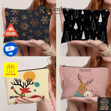 Túi Vải Đựng Đồ Makeup, Mỹ Phẩm Giáng Sinh Noel - Cá Nhân, Giá 41.325₫