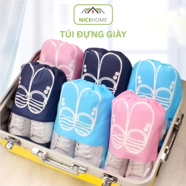 Túi Vải Đựng Giày Dép Chống Nước, Bụi Bẩn, Dây Rút Xếp Gọn, Nhiều Size Du Lịch Tiện Lợi - 7.900 VND