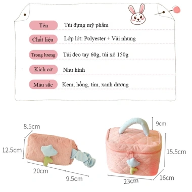 Túi vải đựng mỹ phẩm hoa tulip xinh xắn – quai xách tiện lợi, giá 15.000đ