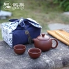 Túi vải lanh cotton bộ trà Kung Fu 1 nồi 2 cốc du lịch di động tùy chỉnh 2
