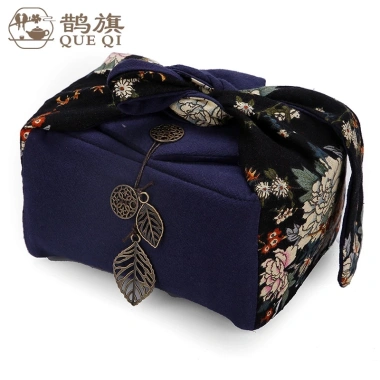 Túi vải lanh cotton bộ trà Kung Fu 1 nồi 2 cốc du lịch di động tùy chỉnh