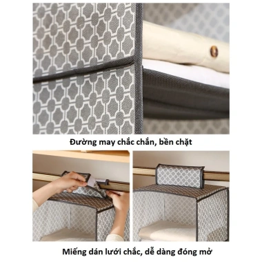 Túi vải nhiều tầng ô vuông đa ngăn treo sào tủ đồ tiện lợi gia đình - 89.000₫ 8
