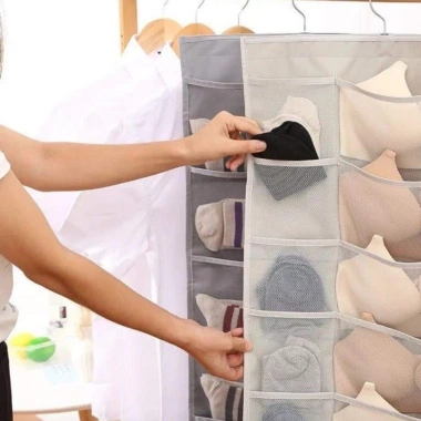Túi vải treo 2 mặt 30 ngăn lưới - Đựng đồ lót tiện lợi, treo tủ quần áo 8