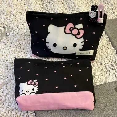 Túi ví vải Hello Kitty khóa kéo - Đựng đồ cá nhân, mỹ phẩm tiện lợi, giá 33.859₫ 2