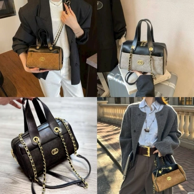 Túi xách dáng trống da lộn co.co – Trần trám, đeo chéo, sang chảnh, chỉ 175k
