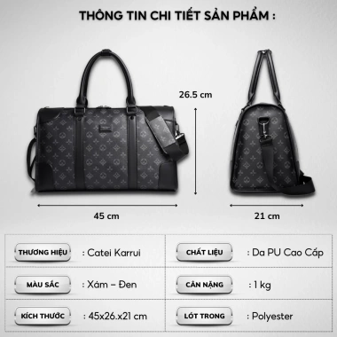 Túi xách du lịch Catei Karrui da cao cấp, chống thấm nước, chống bụi, ngăn đồ rộng rãi - Giá ưu đãi 648k