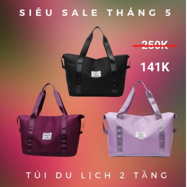 Túi xách du lịch cỡ lớn BATOSA nữ 2 tầng gấp gọn, đựng mỹ phẩm - Giá ưu đãi 110k