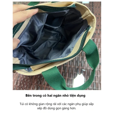 Túi xách đựng hộp cơm CỎ 4 LÁ TC22 Ngăn cốc ly nước, vải dày đẹp văn phòng 3 Túi xách đựng hộp cơm CỎ 4 LÁ TC22 Ngăn cốc ly nước, vải dày đẹp văn phòng 3