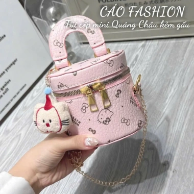 Túi xách mini Hello Kitty dáng cốp đủ màu, cầm tay, đeo chéo + móc gấu cute 67.500₫