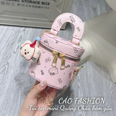 Túi xách mini Hello Kitty dáng cốp đủ màu, cầm tay, đeo chéo + móc gấu cute 67.500₫