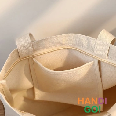 Túi xách nữ canvas tote có khóa kéo, ngăn phụ thời trang Handiro 35.000₫ 4