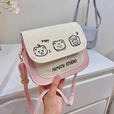 Túi xách nữ dáng bầu da nhung họa tiết mèo xinh yêu, ngăn phụ tiện, giá 47.000₫ 8