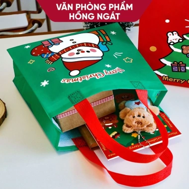 Túi xách tote vải không dệt Noel, đựng sách vở, quà Giáng Sinh, chỉ 9.900₫ 3