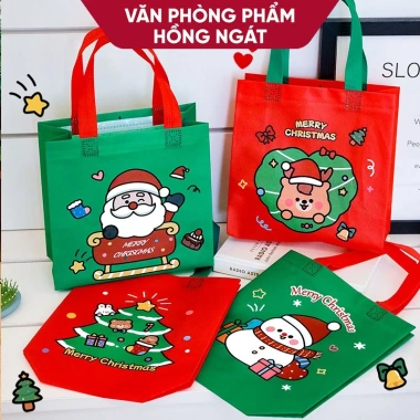 Túi xách tote vải không dệt Noel, đựng sách vở, quà Giáng Sinh, chỉ 9.900₫ 6