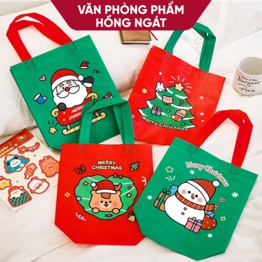 Túi xách tote vải không dệt Noel, đựng sách vở, quà Giáng Sinh, chỉ 9.900₫ 8