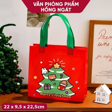 Túi xách tote vải không dệt Noel, đựng sách vở, quà Giáng Sinh, chỉ 9.900₫ 9