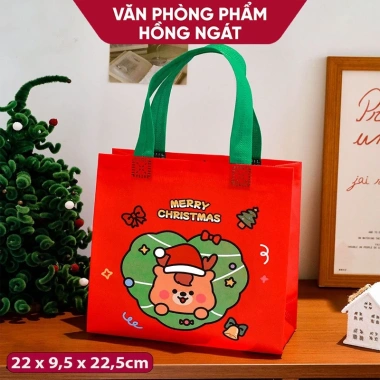 Túi xách tote vải không dệt Noel, đựng sách vở, quà Giáng Sinh, chỉ 9.900₫ 10