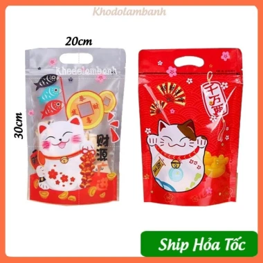 Túi zip 500g đựng kẹo mẫu mèo trắng - Giá chỉ 18.000đ, giảm từ 21.600đ 6