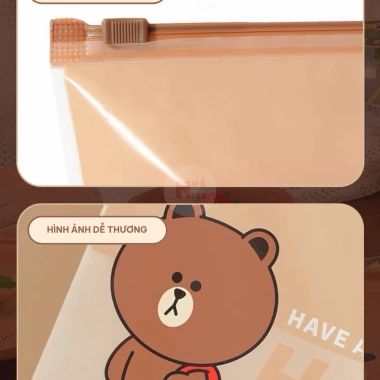 Túi Zip Du Lịch Line Friends Nhà Niêu - Đa màu, dày dặn, khóa trượt, dễ phân loại, 61k 3