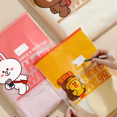 Túi Zip Du Lịch Line Friends Nhà Niêu - Đa màu, dày dặn, khóa trượt, dễ phân loại, 61k 4