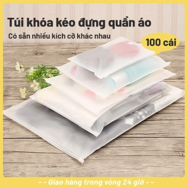 Túi zip lụa mờ PE trong suốt 100 chiếc - Đựng quần áo, mỹ phẩm, giày dép, du lịch, giá 84.000 VND