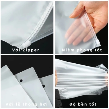 Túi zip lụa mờ PE trong suốt 100 chiếc - Đựng quần áo, mỹ phẩm, giày dép, du lịch, giá 84.000 VND 5